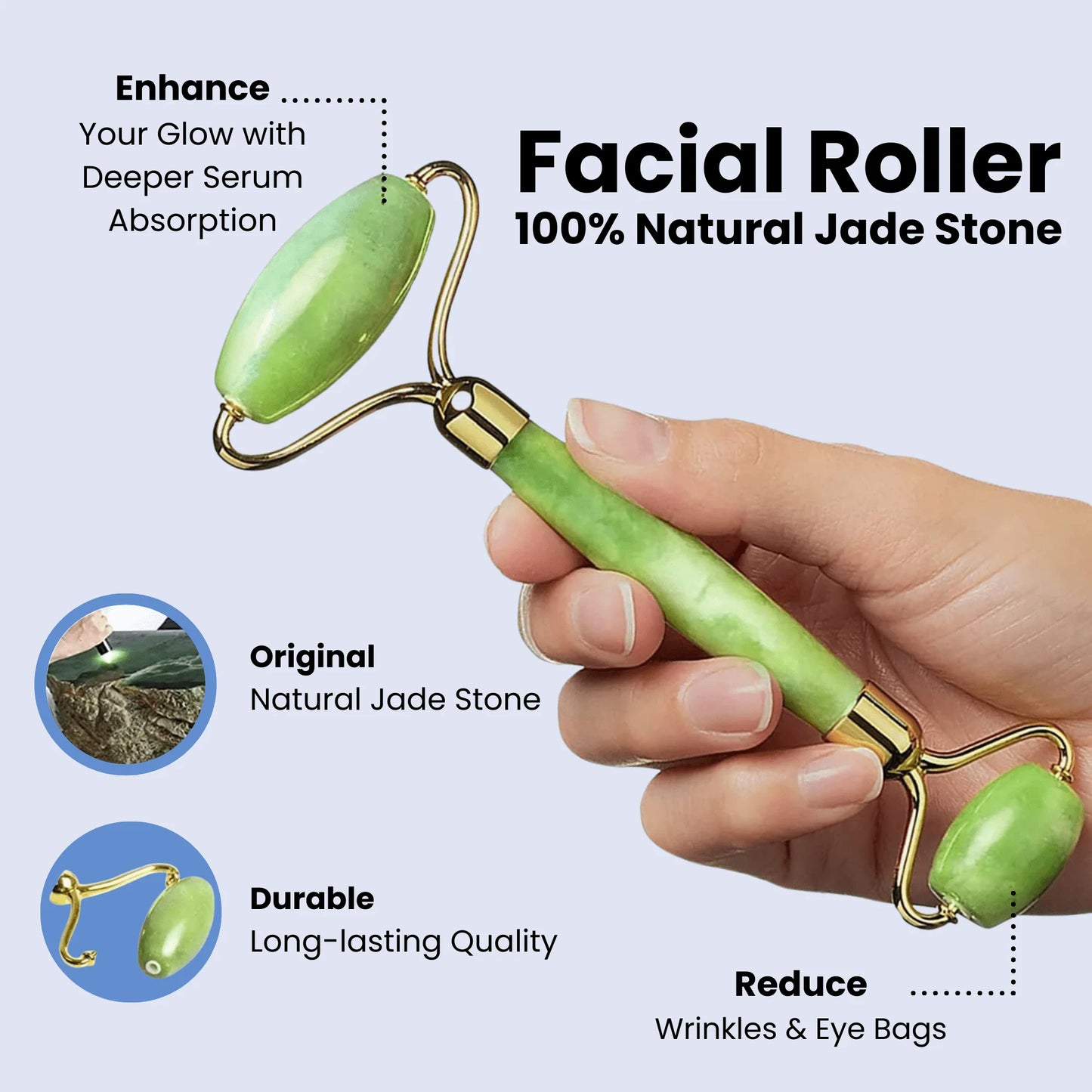 JadeLift Set by Bleare™ - Facial Roller + FREE Gua Sha Tool